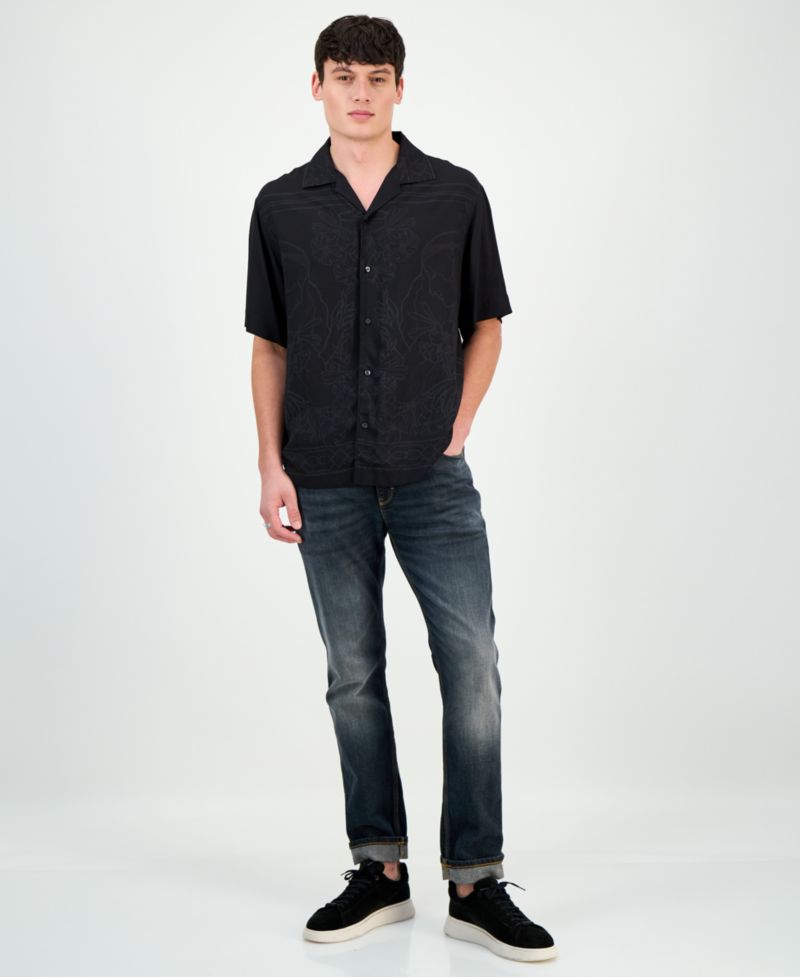 Men's Espino Tonal-Print Regular-Fit Camp Shirt