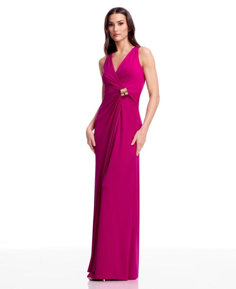 Women's Pleated Wrap Long Gown