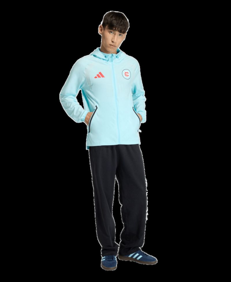 Men's Light Blue Chicago Fire Tiro Travel Full-Zip Hooded Windbreaker Jacket