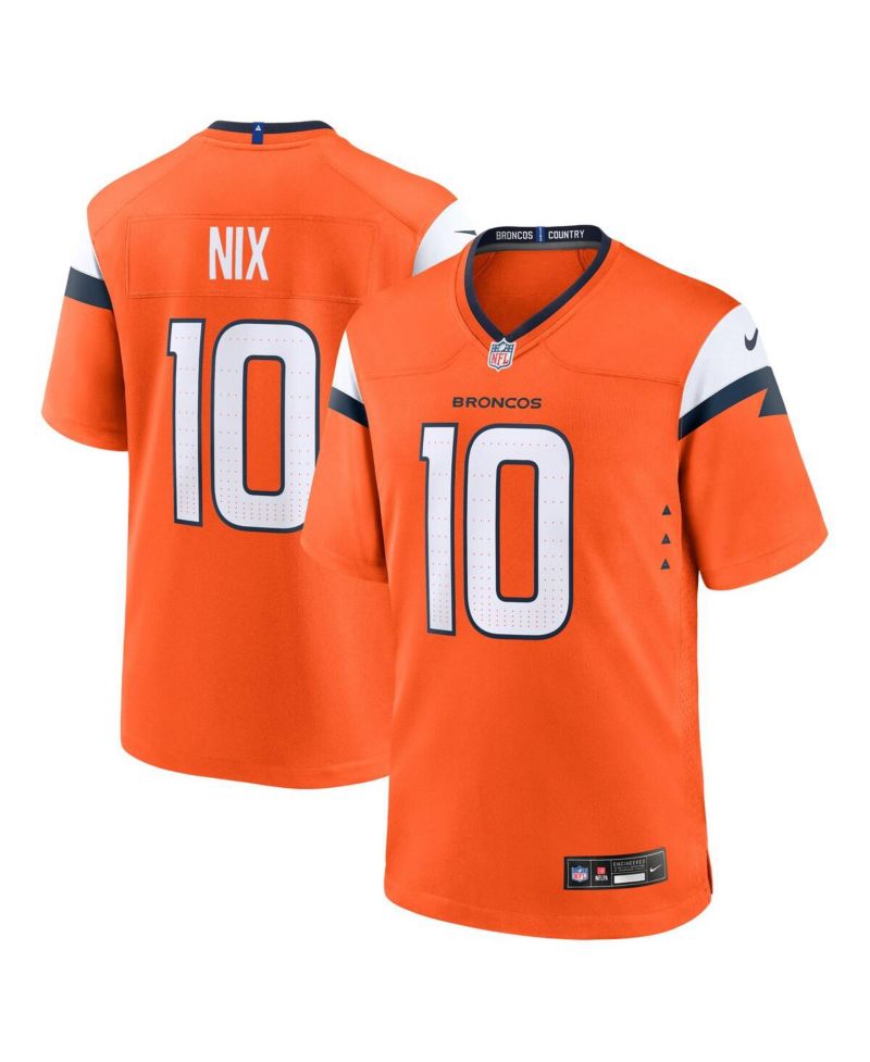 Big Boys and Girls Bo Nix Orange Denver Broncos Team Game Jersey