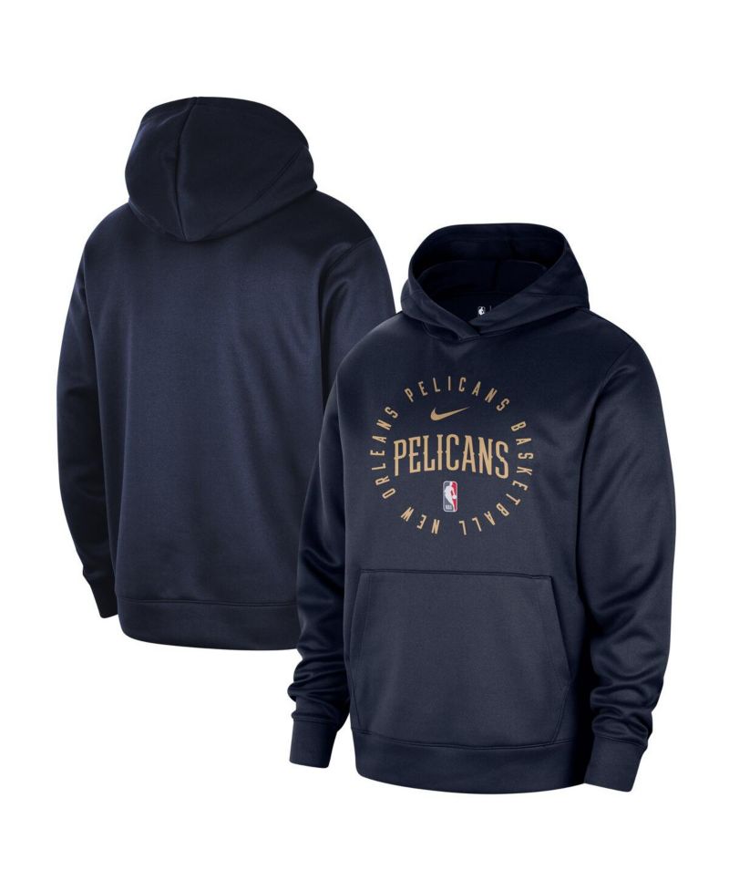 Men's Navy New Orleans Pelicans 2024/25 Spotlight On-Court Practice Performance Pullover Hoodie
