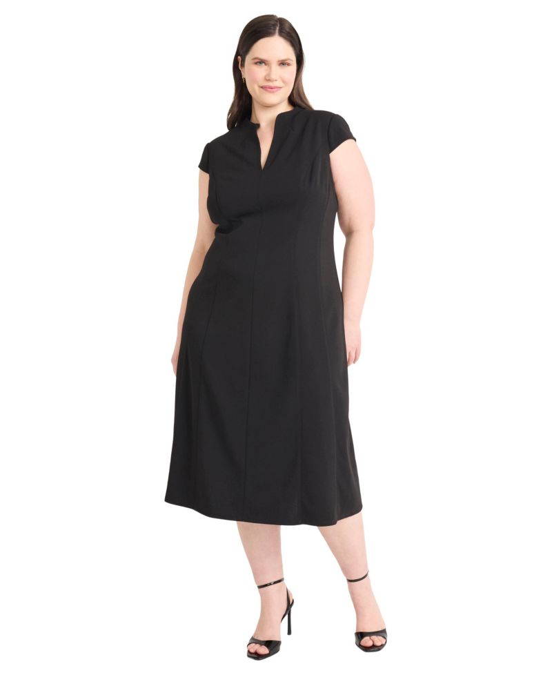 Plus Size Cap Sleeve A-Line Dress