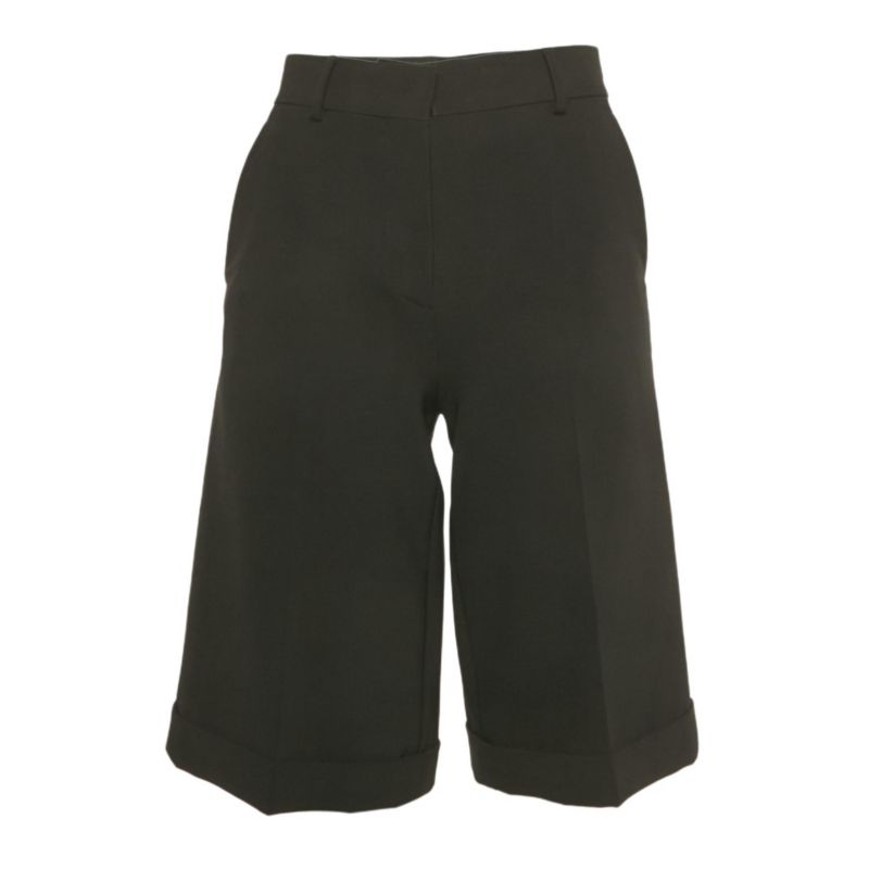 Women's Couture Black Crepe Bermuda Shorts