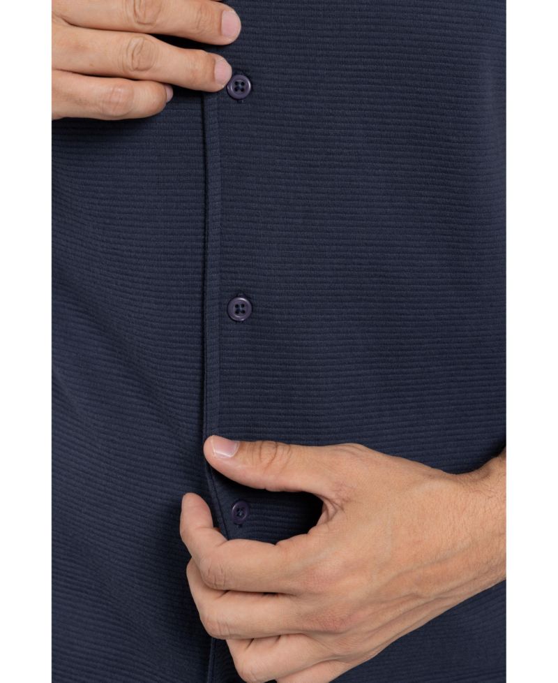 Men's Camp Collar Short Sleeve Textured Button-Up Shirt