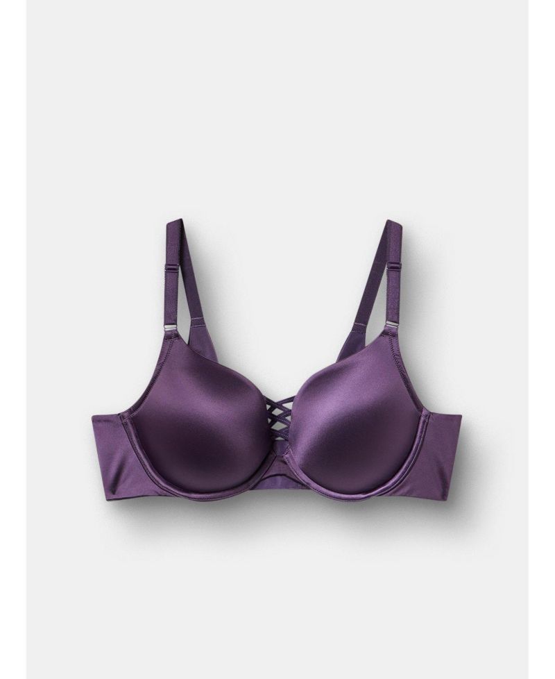 Women's XO Plunge Push-Up Shine Bra with Crisscross Design