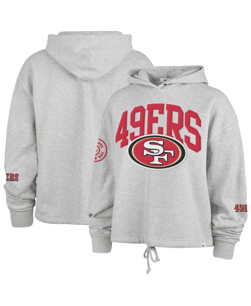 Women's Heather Gray San Francisco 49ers High Hopes Long Sleeve Cropped Hoodie