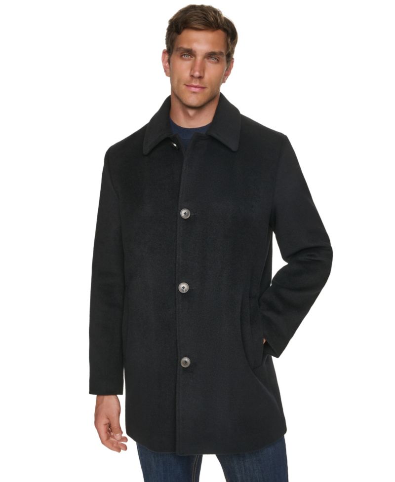 Men's Regular-Fit Cashmere-Wool Blend Single-Breasted Car Coat