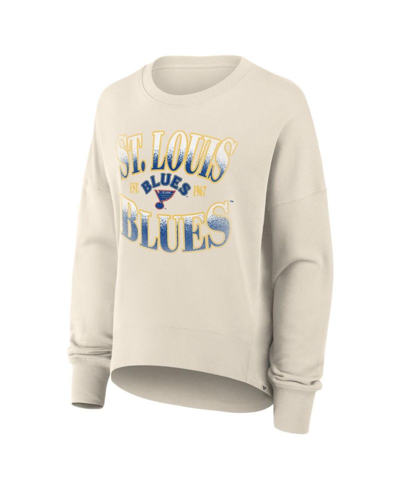 Women's Cream St. Louis Blues Oversized Vintage Slice Pullover Sweatshirt
