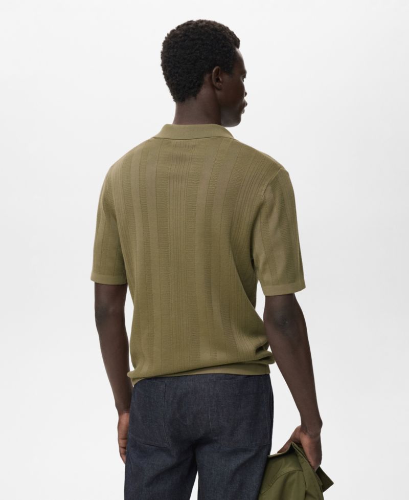 Men's Ribbed Knit Polo Shirt