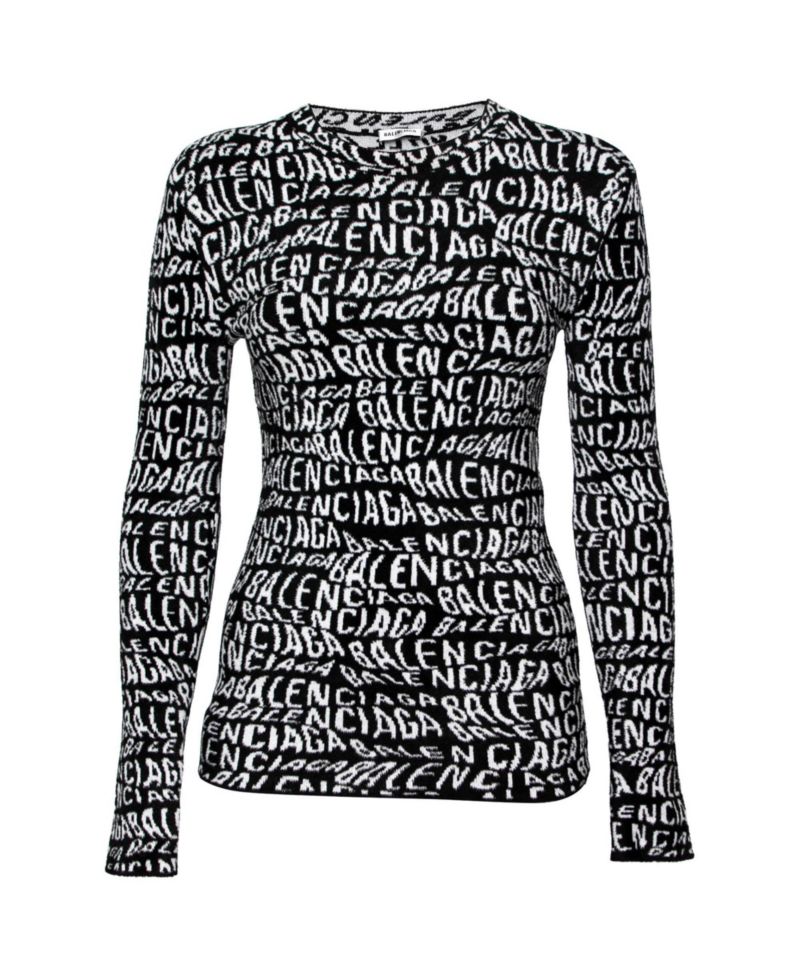 Women's Wavy Logo Knitted Crew Neck Top