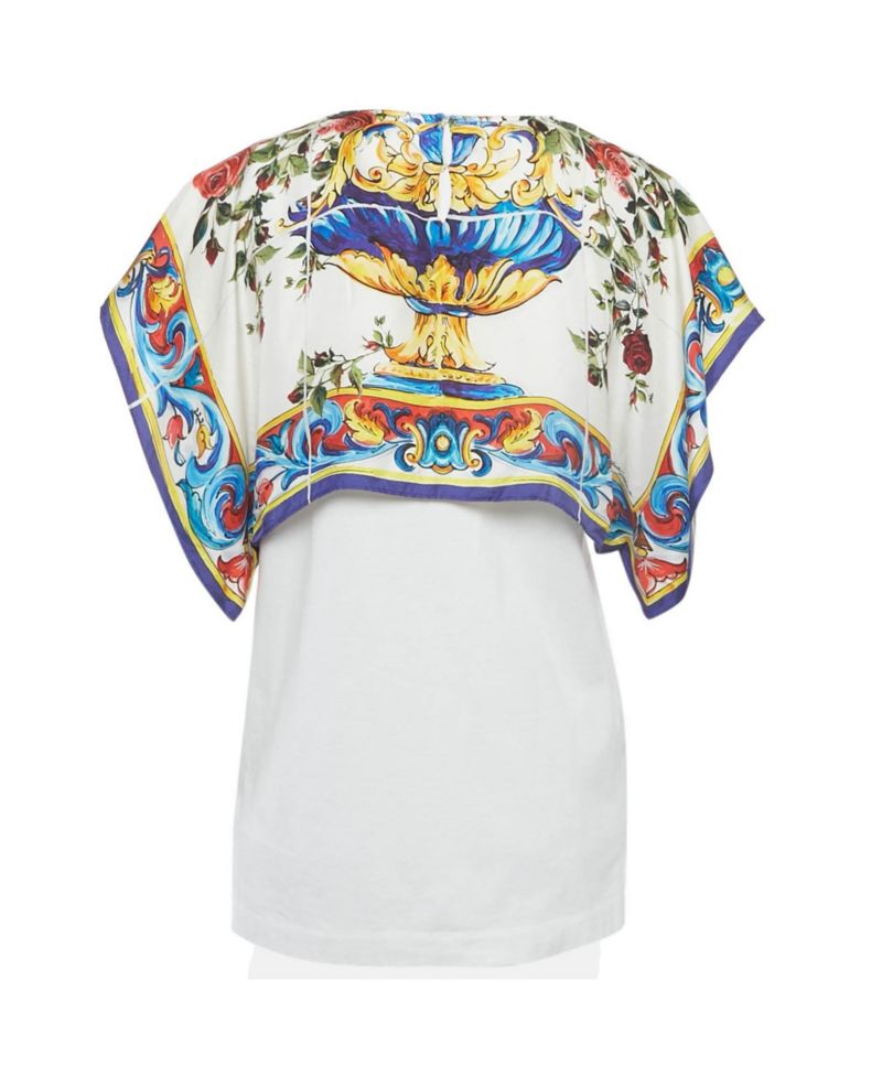 Women's Floral Print Silk And Jersey Top