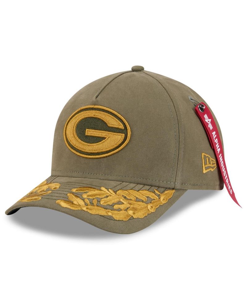 x Alpha Men's Industries Olive Green Bay Packers A-Frame 9FORTY Adjustable Hat