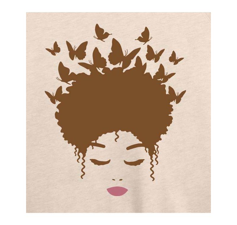 Trendy Plus Size Butterfly Afro Hair Graphic Pullover