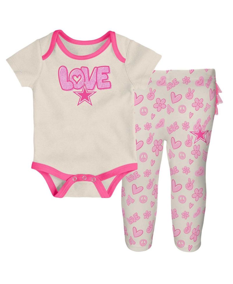 Girls Baby Boys and Girls 2 Piece White Dallas Cowboys All The Love Bodysuit and Pants Set