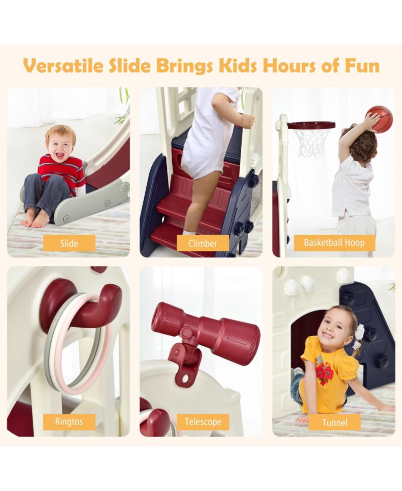6-in-1 Basketball Hoop Slide Playset