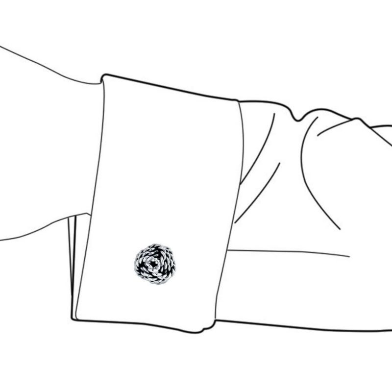 Solid Double Sided Twisted Love Knot Cufflinks for Dad Groomsmen .925 Sterling Silver Gift