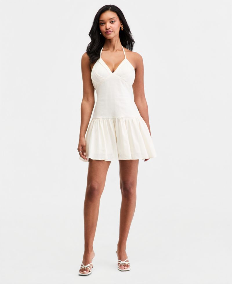 Women's Linen-Blend Drop-Waist Mini Dress