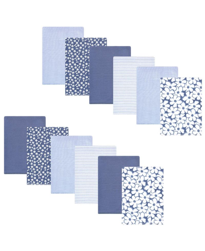 Girls Absorbent Cotton-Poly Flannel Burp Cloths 12-Count