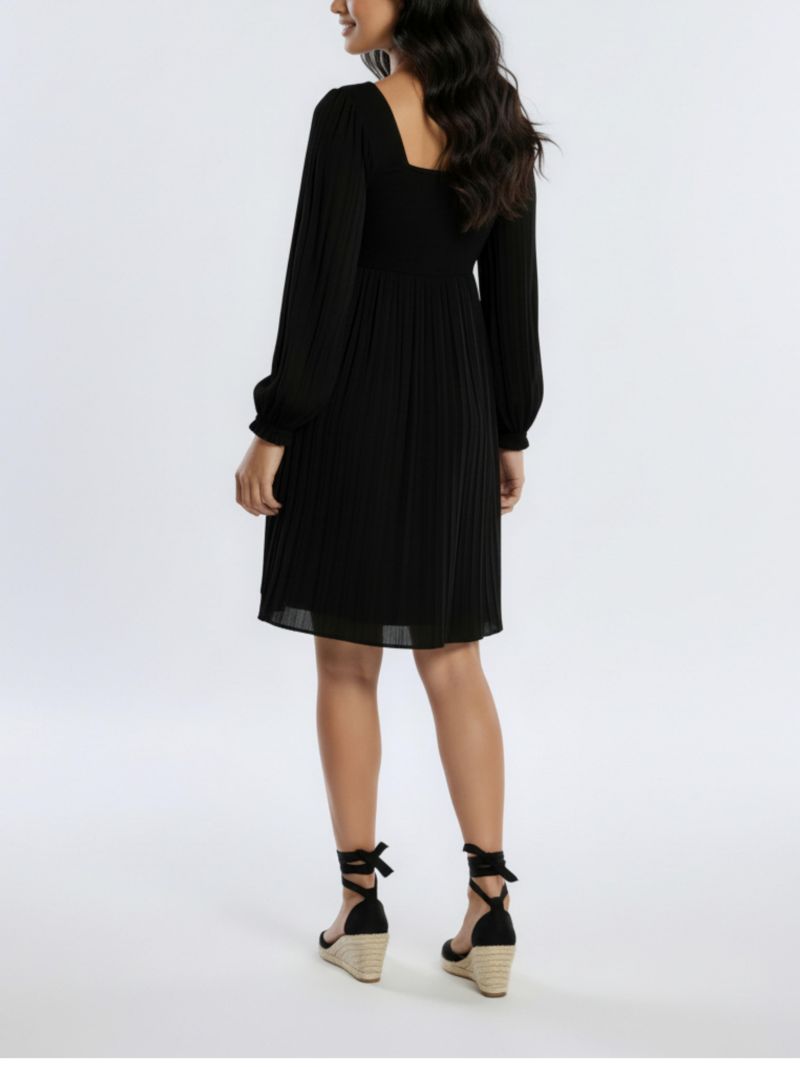 Women's Smocked Babydoll Long Sleeve Mini Dress - Motherhood