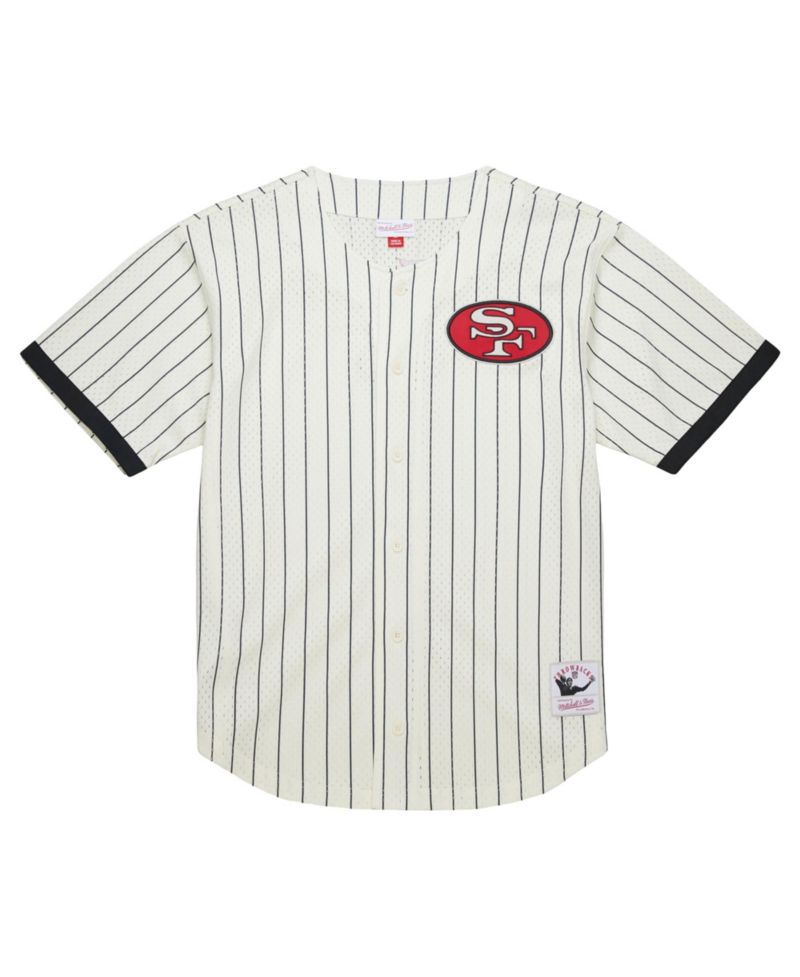 Men's Cream San Francisco 49ers Big Tall Heavyweight Mesh Button-Up Fashion Jersey