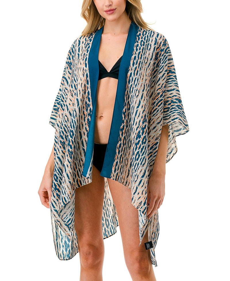 Geo Print Kimono Cover Up