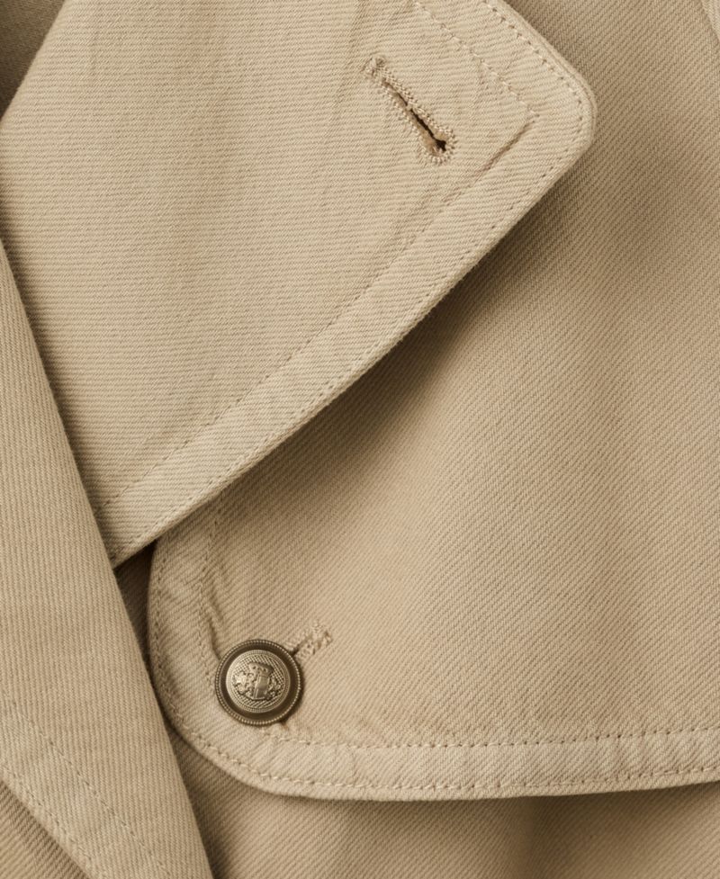 Women's Fitted Removable-Belt Cropped Trench Coat