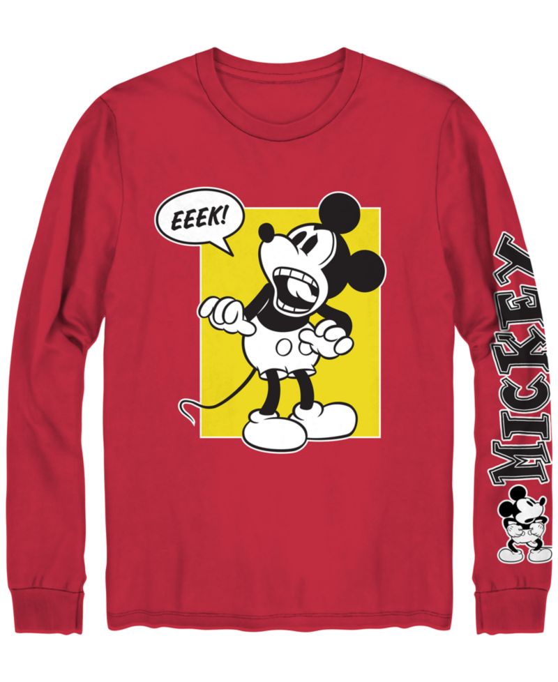 Men's Mickey Mouse Long-Sleeve Crewneck T-Shirt