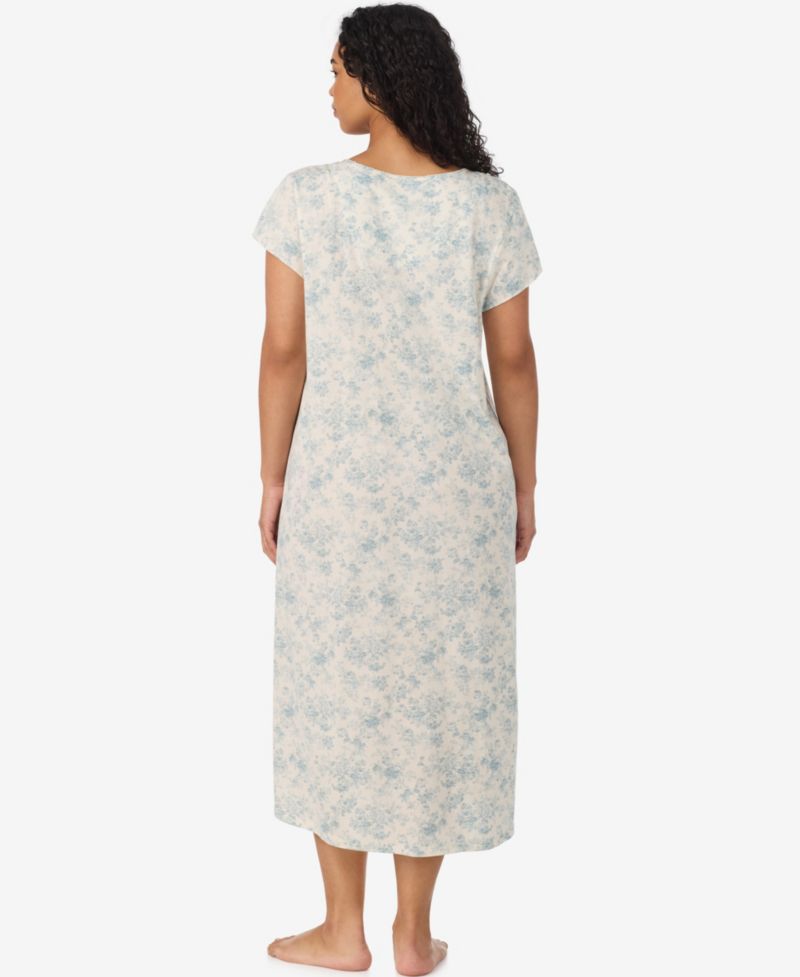 Plus Size Flutter-Sleeve V-Neck Cotton-Blend Nightgown