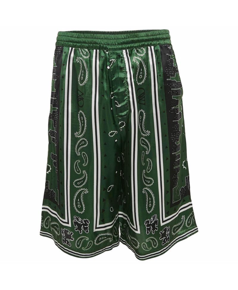 Men's Bandana Print Satin Bermuda Shorts