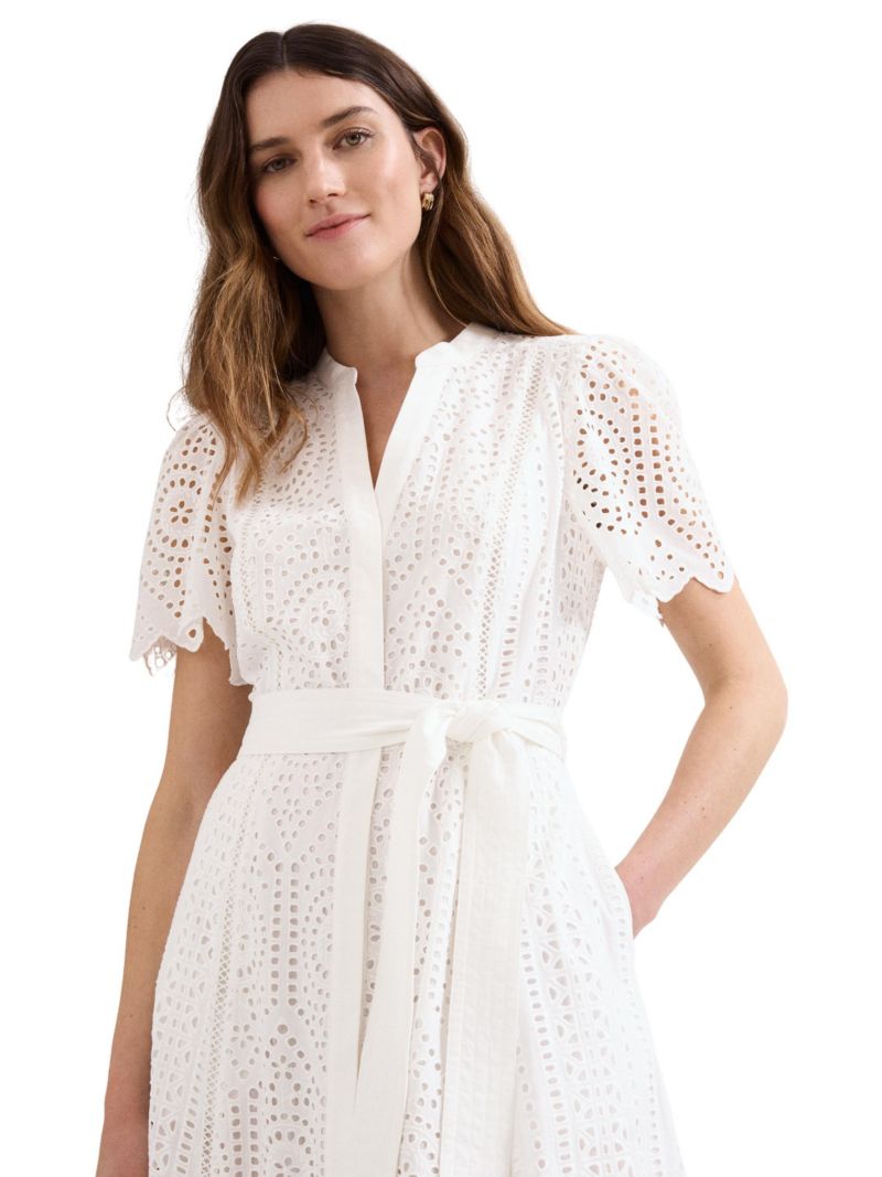 Women's Aletta Eyelet A-Line Tie-Waist Midi Dress