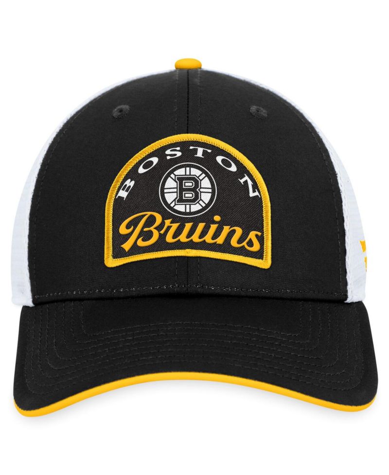 Men's Black, White Boston Bruins Fundamental Adjustable Hat