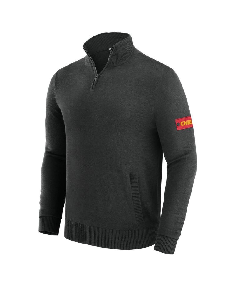 Men's Black Kansas City Chiefs Franchise Quarter-Zip Sweater