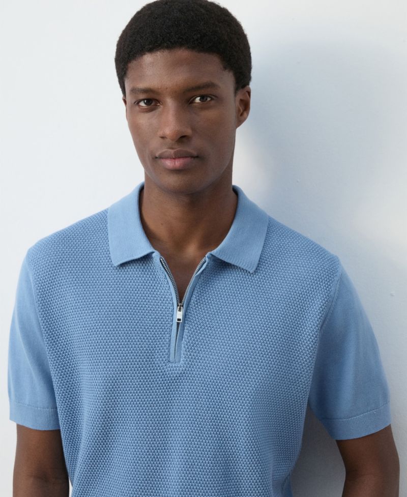 Men's Zipper Knitted Polo Shirt