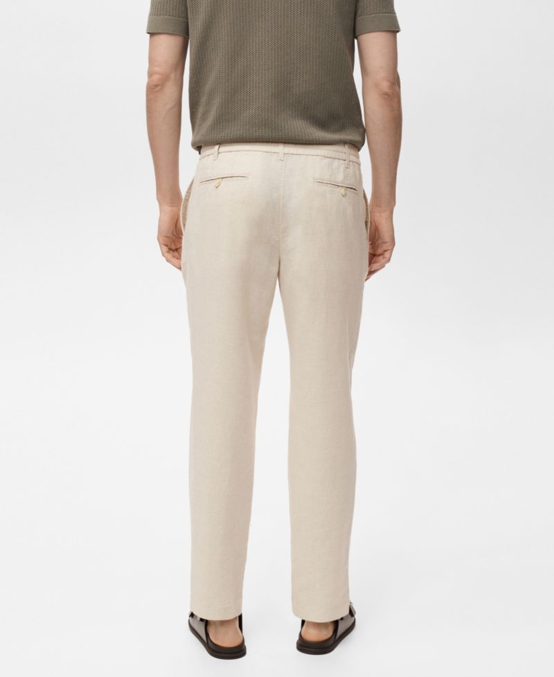 Men's Slim-Fit Drawstring Linen Pants