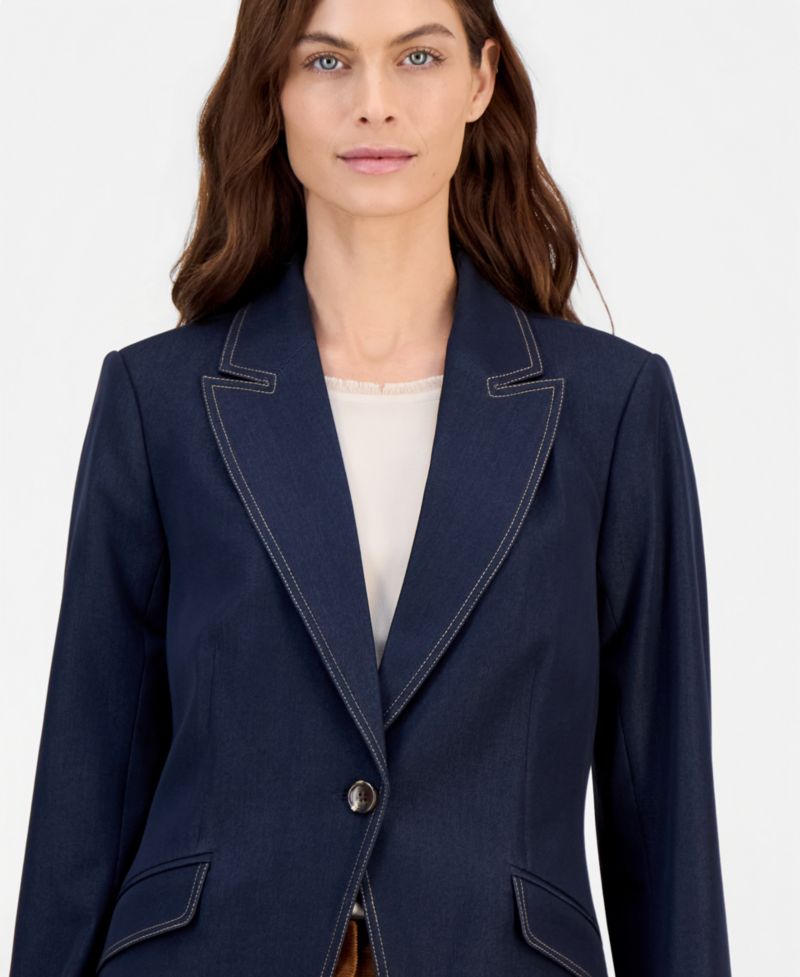 Women's Denim Single-Button Blazer