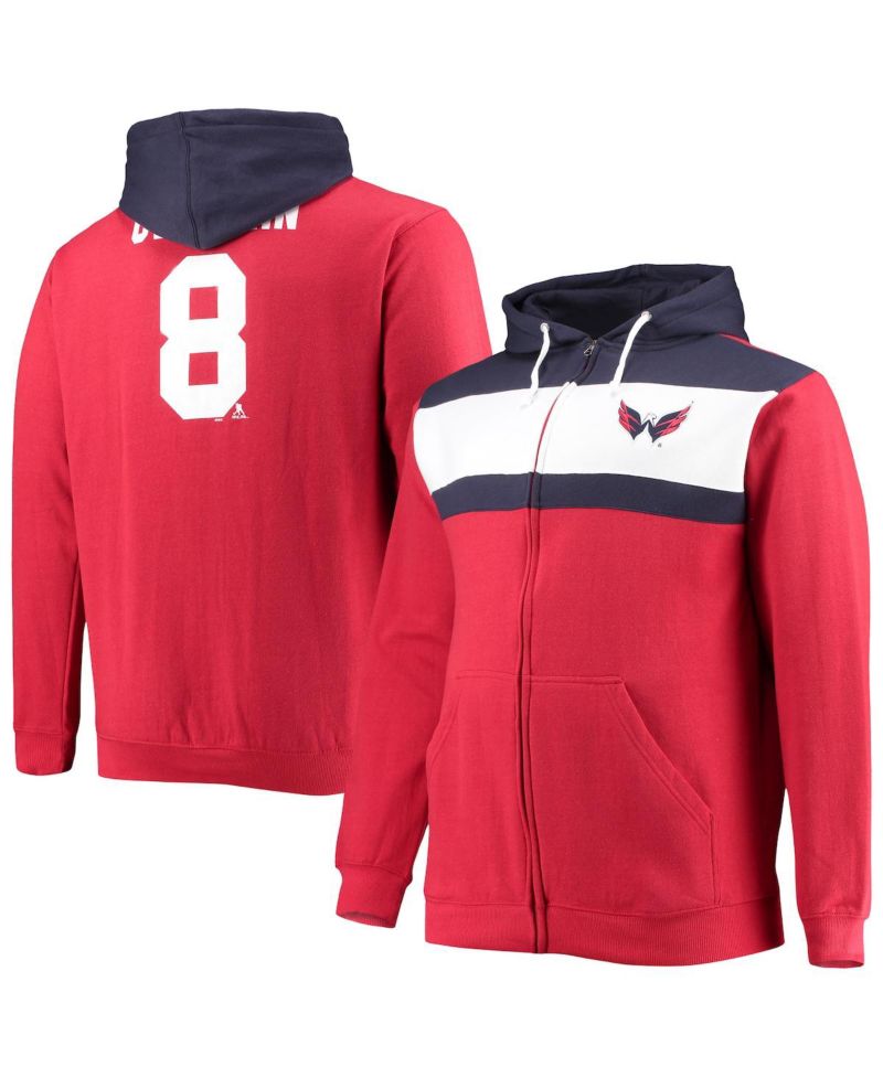Men's Alexander Ovechkin Red Washington Capitals Big and Tall Colorblock Full-Zip Hoodie