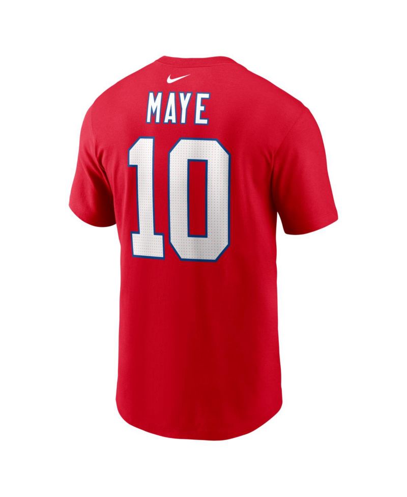 Men's Drake Maye Red New England Patriots Name & Number T-Shirt