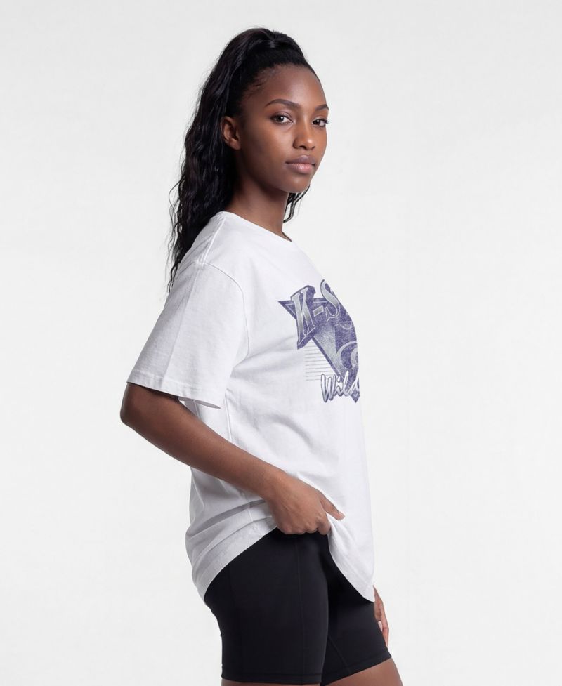 Women's Kansas State Wildcats Oversized Dropped-Shoulder Distressed T-Shirt