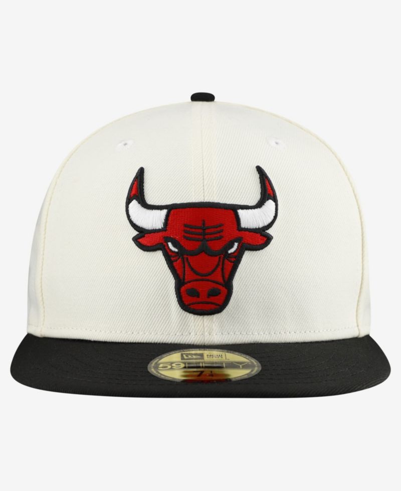 Men's White/Black Chicago Bulls Chrome 59FIFTY Fitted Hat