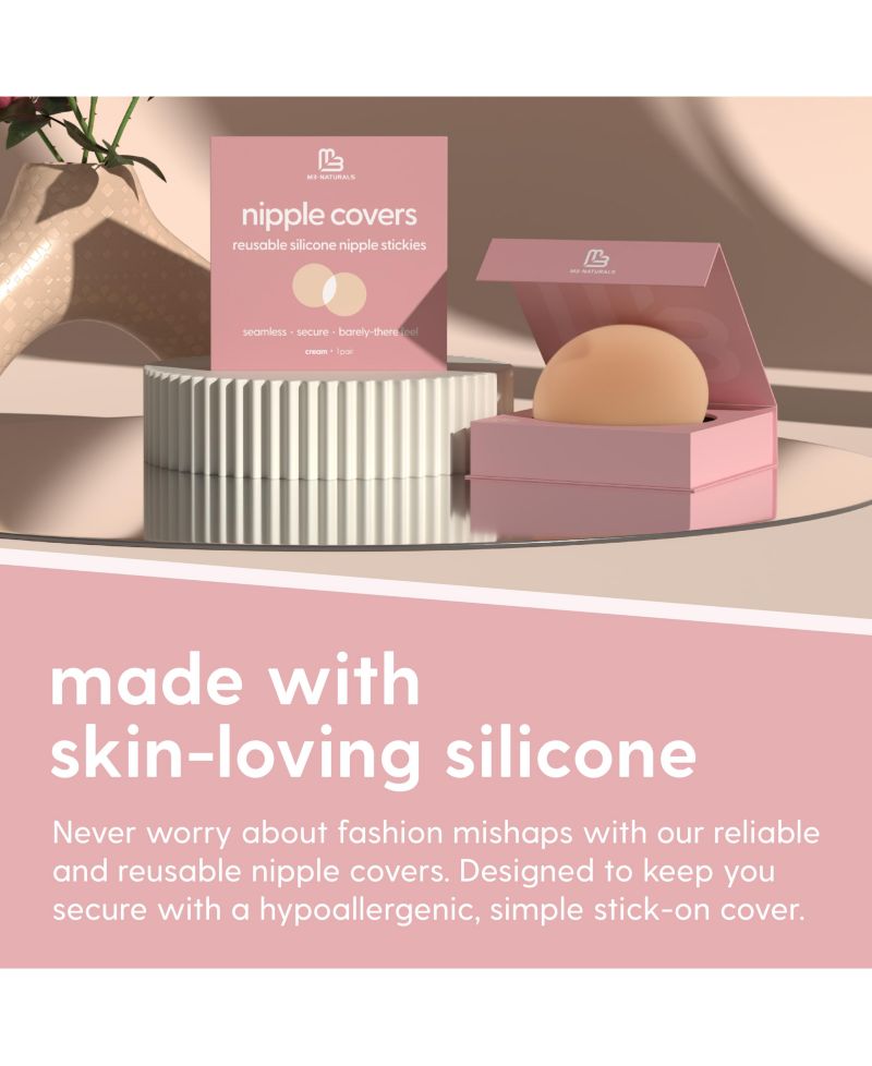 Naturals Women's M3 Silicone Multi-Use Nipple Covers Invisible Boob Pasties | Adhesive Breast Petals | Nipple Stickers for Full Coverage | 1 pack