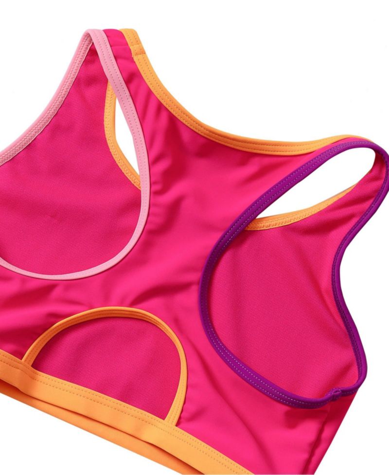 Girls Chlorine Resistant Contrast Racer Back Bikini Top
