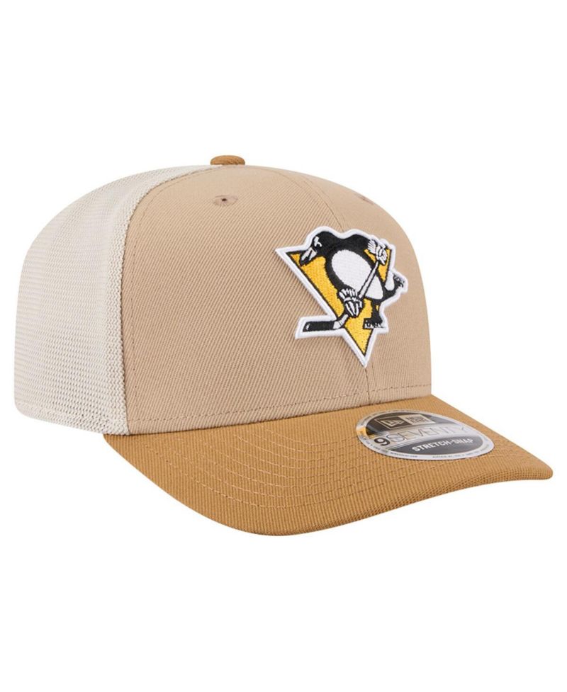 Men's Tan/Light Brown Pittsburgh Penguins Two-Tone Trucker 9SEVENTY Stretch Snap Adjustable Hat