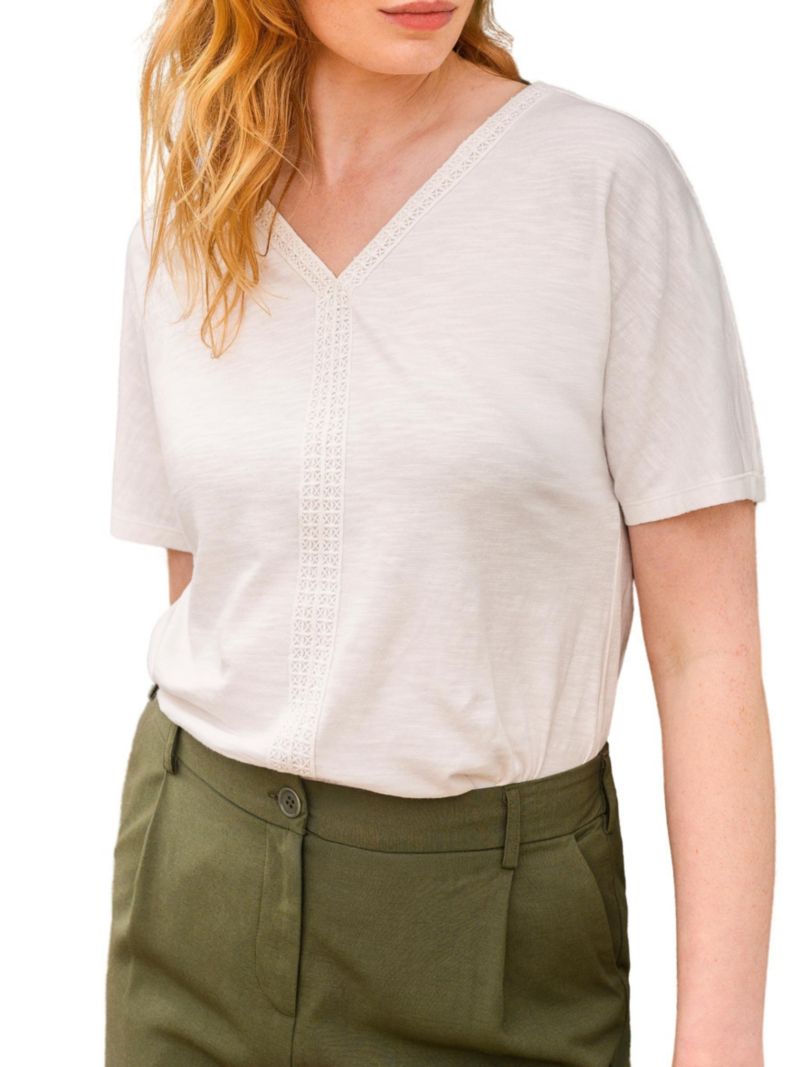 Women's Slub Jersey V-Neck Trim Top