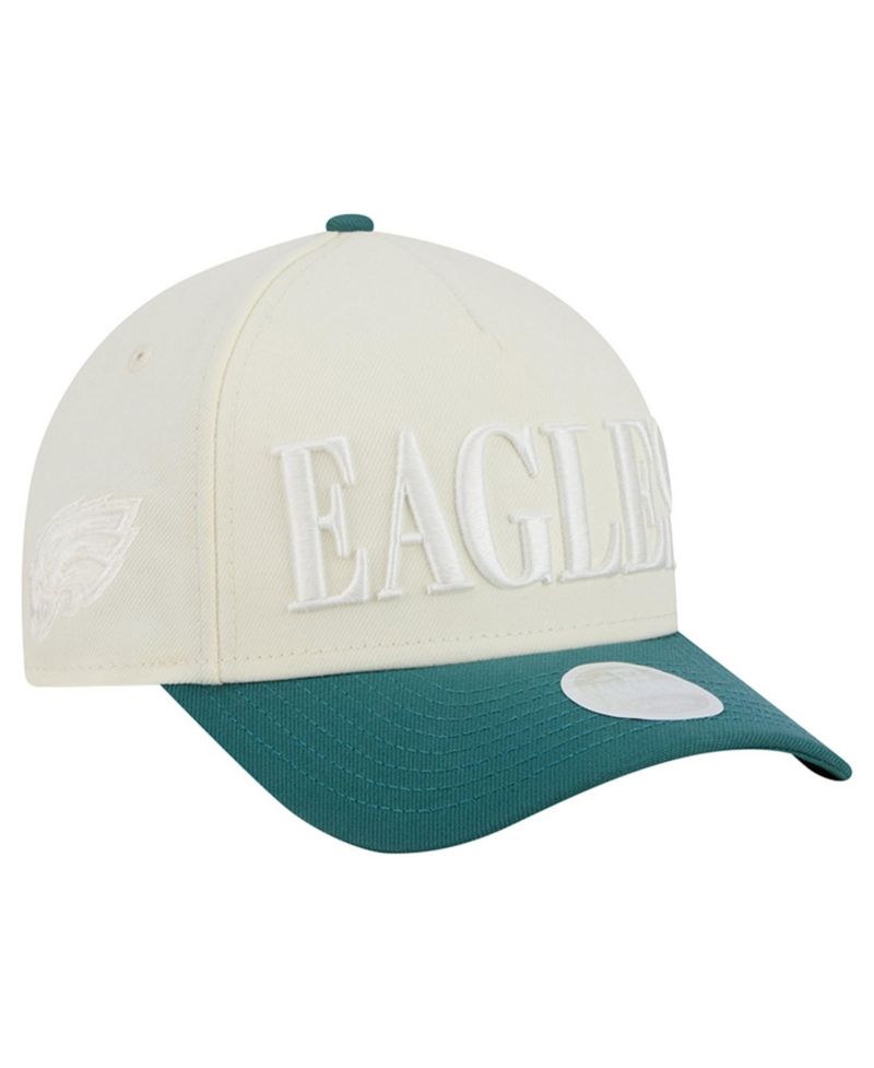 Women's Cream/Midnight Green Philadelphia Eagles Tonal A-Frame 9FORTY Adjustable Hat