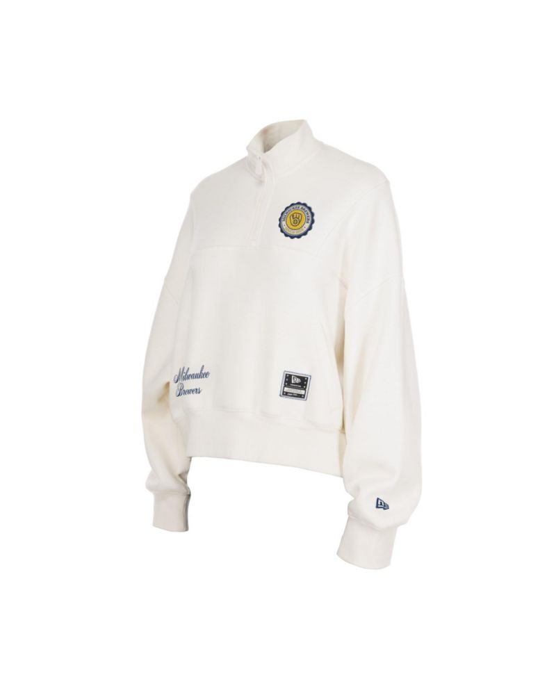Women's Light Beige Milwaukee Brewers Dune Dust Quarter-Zip Fleece