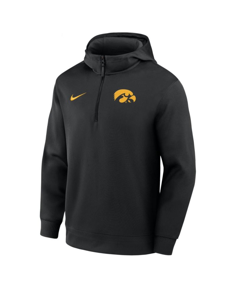 Men's Black Iowa Hawkeyes Coaches Premium Dri-FIT Quarter-Zip Hoodie