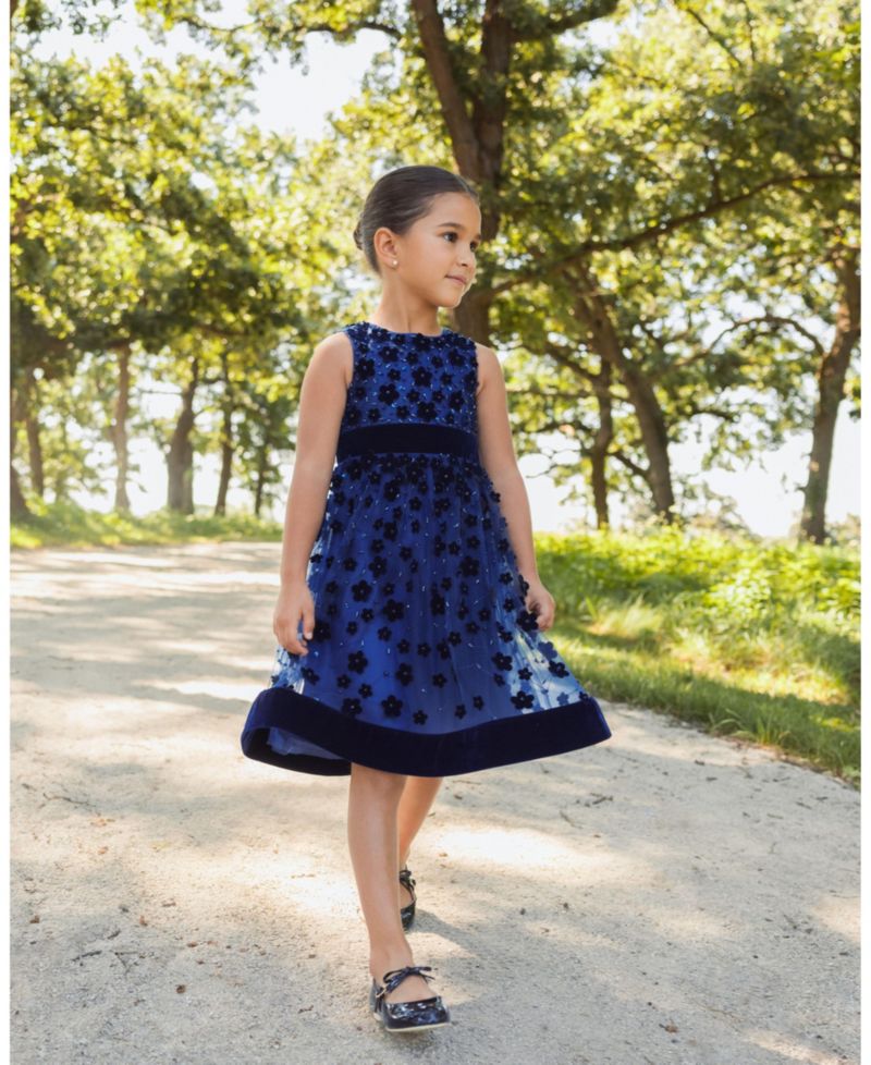Big Girls Embellished Floral A-Line Dress