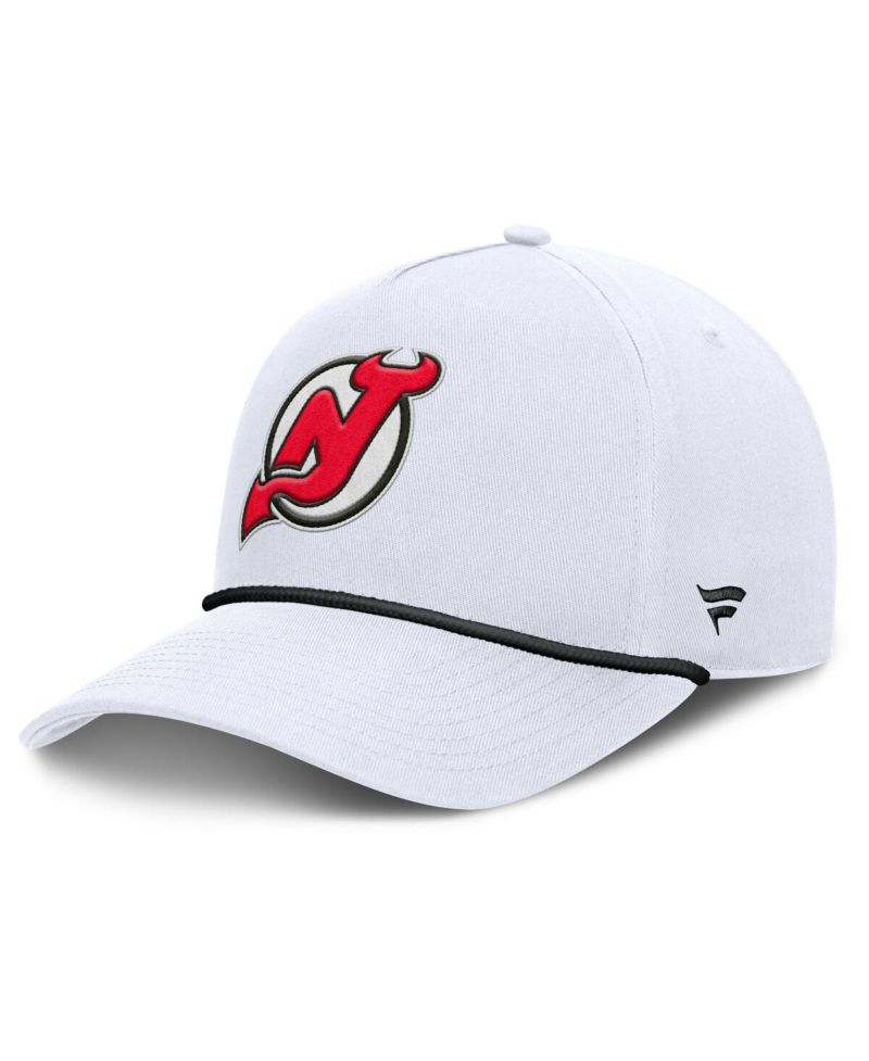 Men's White New Jersey Devils Rope A-Frame Adjustable Hat