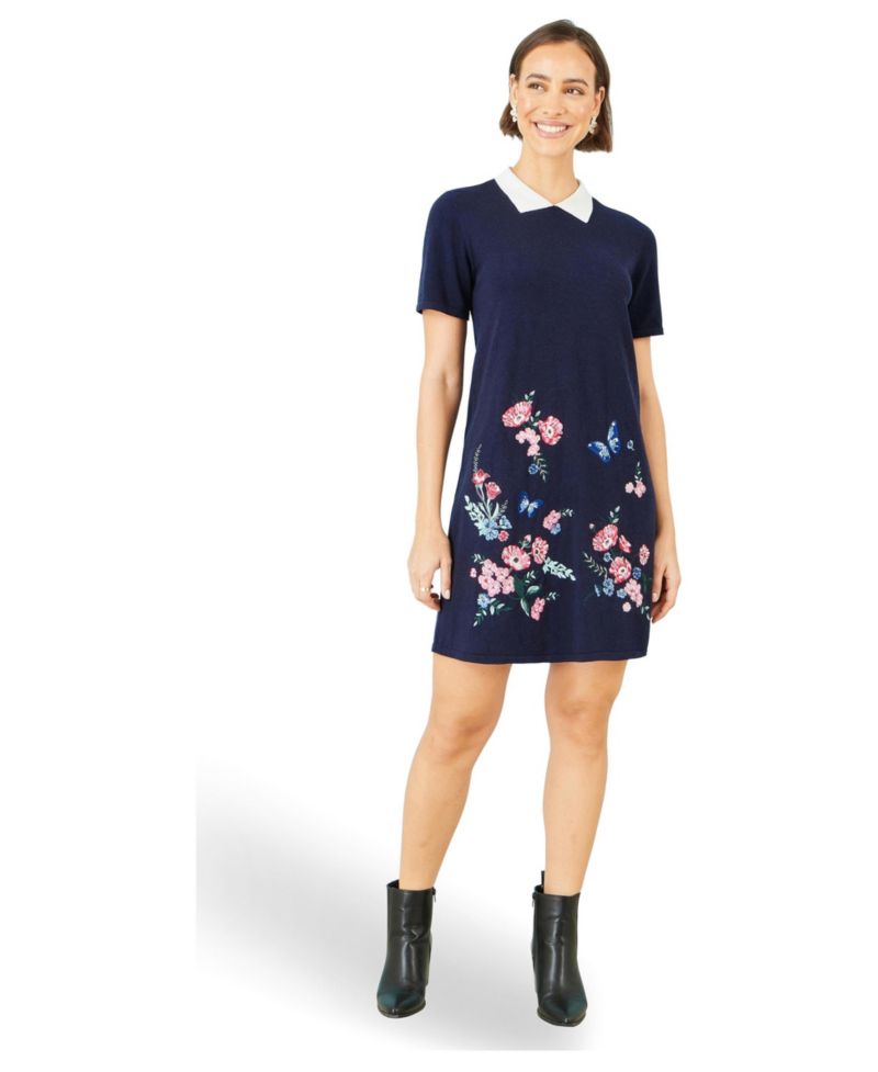 Women's Embroidered Knitted Floral Tunic