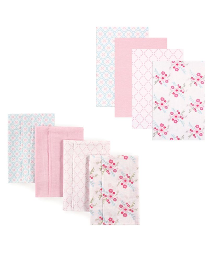 Soft Cotton Flannel Essentials 8 Burp Cloths & Receiving Wraps